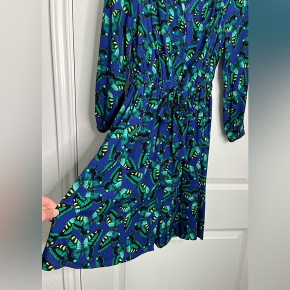 Anthropologie Maeve Blue Green Butterfly Pippa Button Up Shirt Dress sz XS - Picture 9 of 14